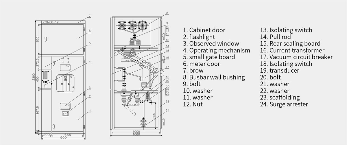 XGN66-12 Fixed Enclosed Switchgear Main Technical Parameters of Vacuum Circuit Breaker.jpg